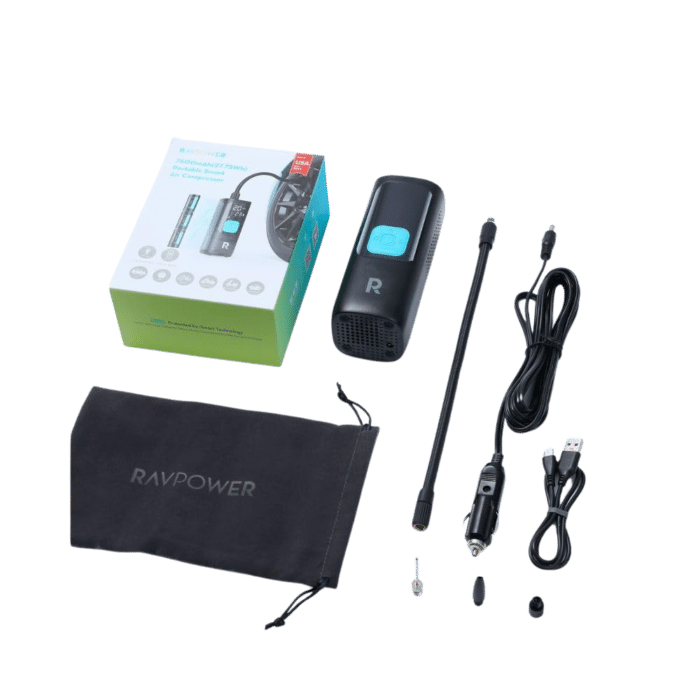 RAVPOWER 3-in-1 Smart Air Compressor with Power Bank 60W & LED Flashlight - Image 6