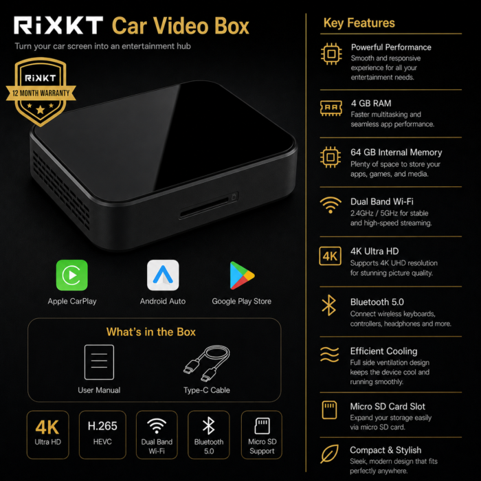 Rikkt Car Video Box Wireless : Full Android Entertainment Box (youtube, watch it, etc.. ) - Image 3