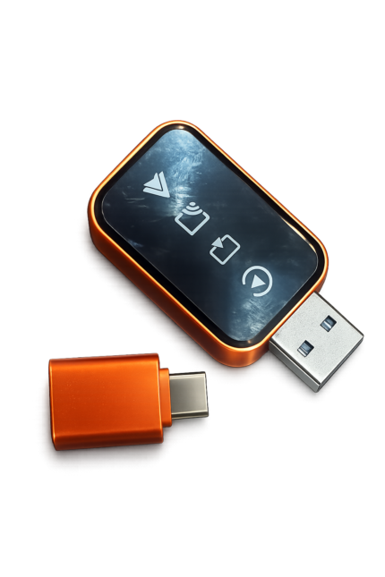 2026 Upgraded Mini Wireless CarPlay & Android Auto Adapter, 4-in-1 CarPlay DonglePlug & Play Wireless CarPlay Adapter with USB/USB-C Port (Black , Orange)