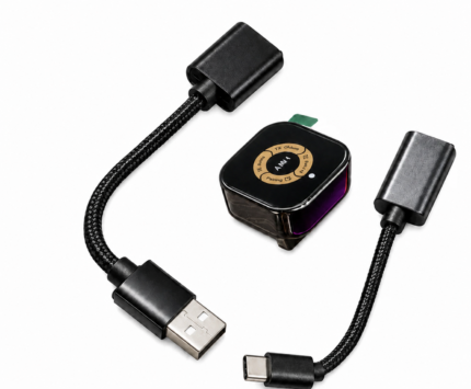 2026 Upgraded Mini Wireless CarPlay & Android Auto Adapter, 4-in-1 CarPlay DonglePlug & Play Wireless CarPlay Adapter with USB/USB-C Port (Black , Orange)