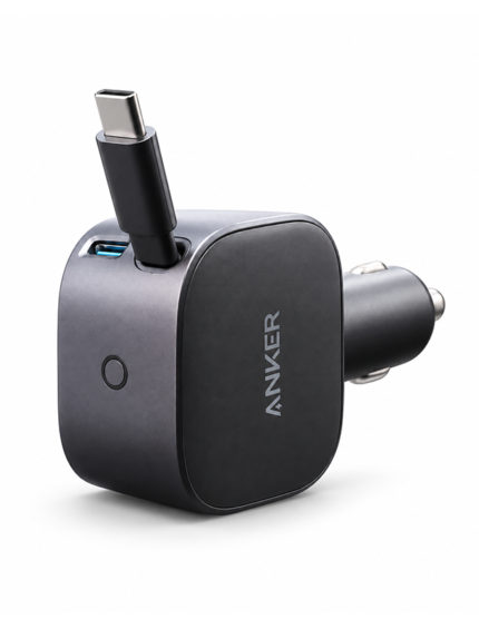 Anker USB-C Car Charger, 75W Max Ultra-Compact Type-C Fast Car Charger with Built-in Retractable Cable, Car Adapter
