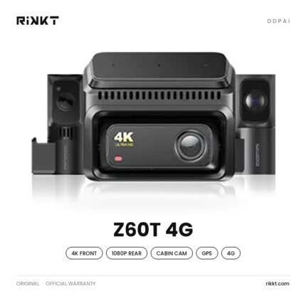 داش كام DDPAI Z60T ثلاثية بخاصية 4G – أمامية 4K وخلفية 1080P وكابينة 2K