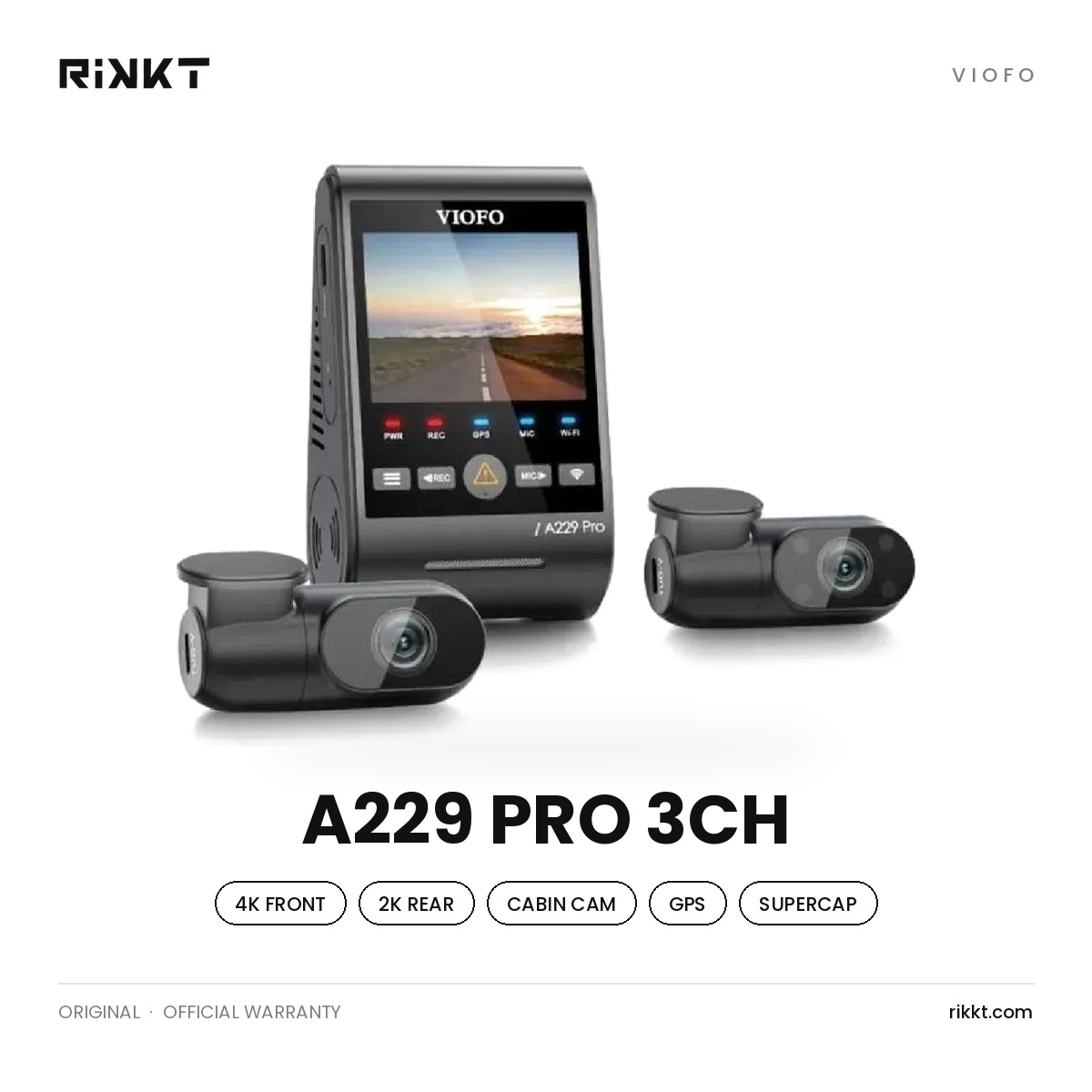 DC-VIOFO-A229-PRO-3CH-1 داش كام فيوفو VIOFO A229 Pro ثلاثية – أمامية 4K وخلفية 2K وكابينة بالأشعة تحت الحمراء