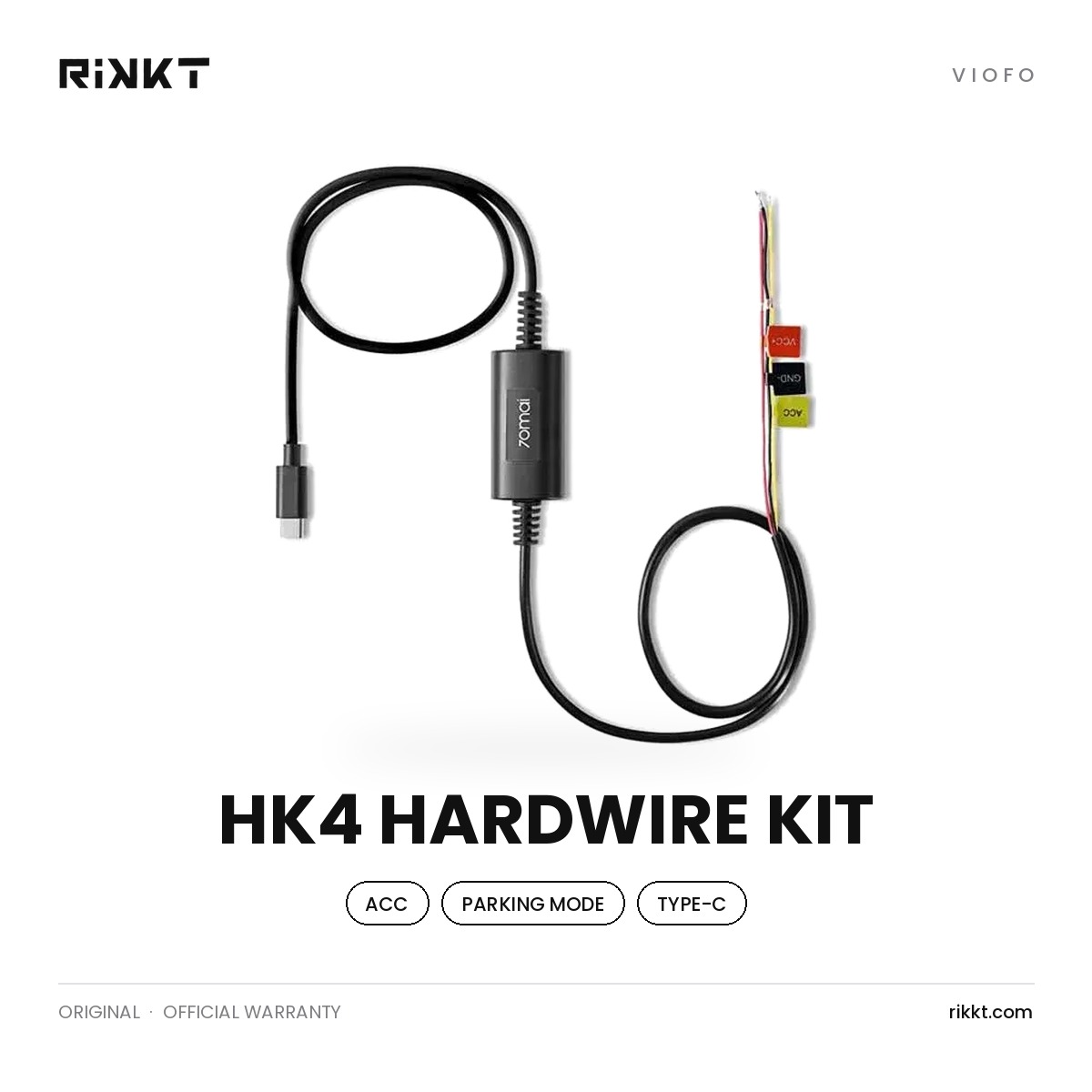 DC-VIOFO-HK4-1 VIOFO HK4 Type-C ACC Hardwire Cable for A229 Pro