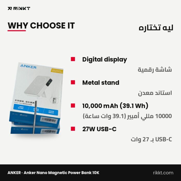 Anker Nano Magnetic Power Bank 10K with Display & Stand - Image 2
