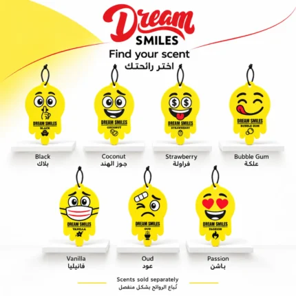 Dream Smiles emoji car air freshener – 7 scents