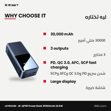 JOYROOM JR-QP193 Power Bank 30000mAh 22.5W with Digital Display – why choose it