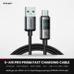 JOYROOM S-A16 Pro Prism Fast Charging Cable with Watt Display, 1.2 m – USB-A to Type-C 66W