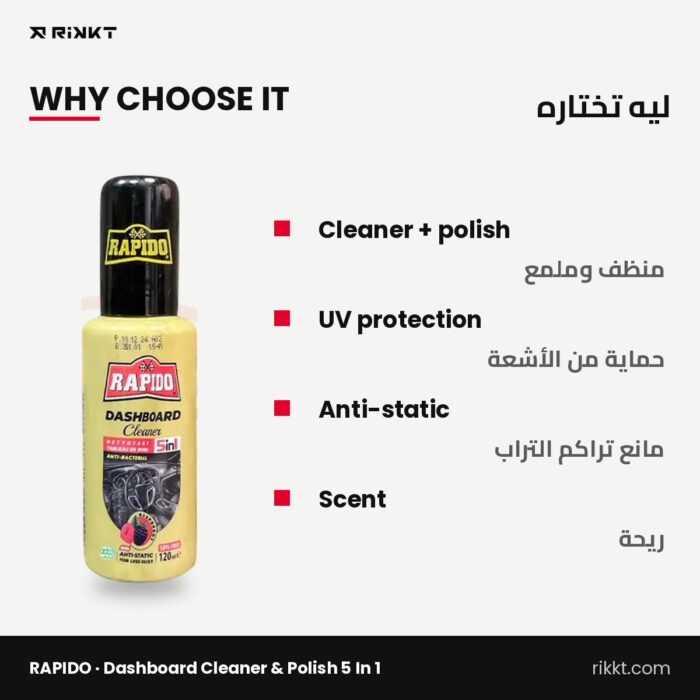 RAPIDO Dashboard Cleaner & Polish 5 in 1 - Image 2