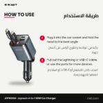 JOYROOM 4-in-1 65W Car Charger with Retractable Lightning & USB-C Cables - Image 3