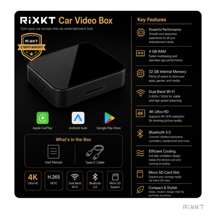 Rikkt Car Video Box Wireless: Full Android Entertainment Box (YouTube, Watch It, Netflix) - Image 3