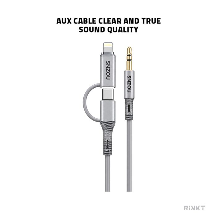 ⁦SNZOU SN-87 2-in-1 AUX Cable: Type-C & Lightning to 3.5mm⁩ - الصورة ⁦2⁩