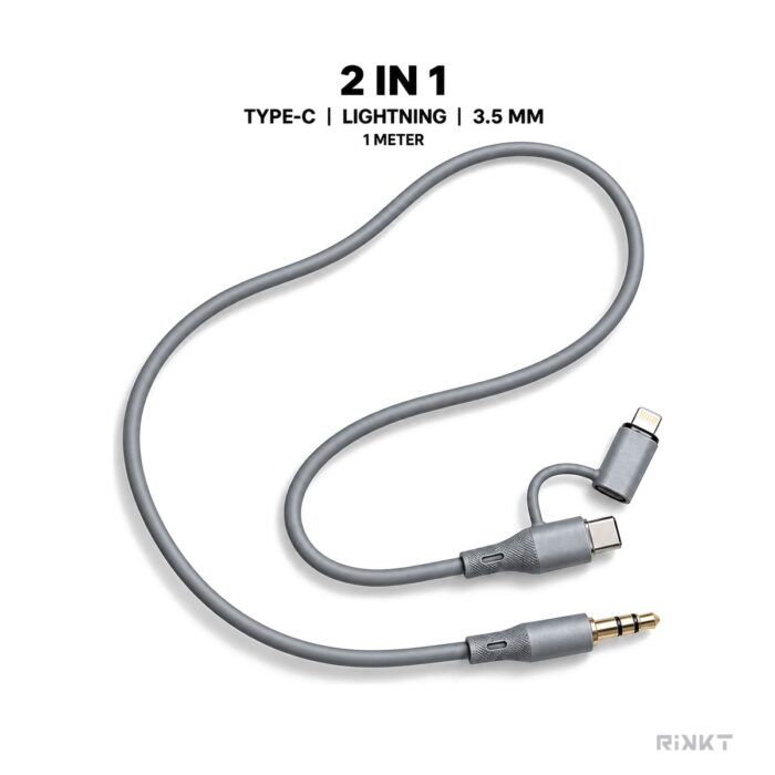 ⁦SNZOU SN-87 2-in-1 AUX Cable: Type-C & Lightning to 3.5mm⁩ - الصورة ⁦3⁩