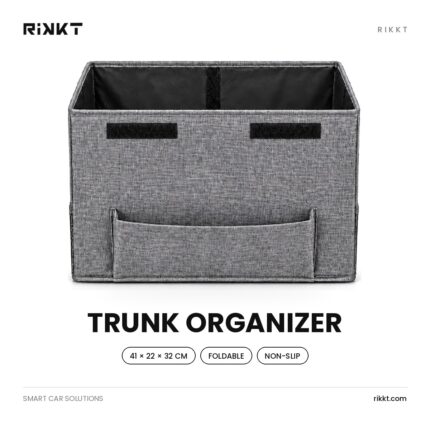 Rikkt Foldable Car Trunk Organizer with Lid & Adjustable Dividers