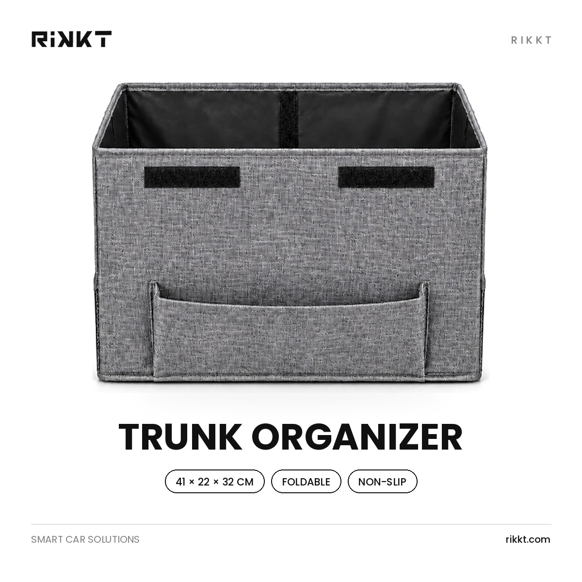 scs-rk-40316 Rikkt Foldable Car Trunk Organizer with Lid & Adjustable Dividers - Image 1